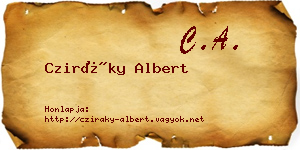 Cziráky Albert névjegykártya